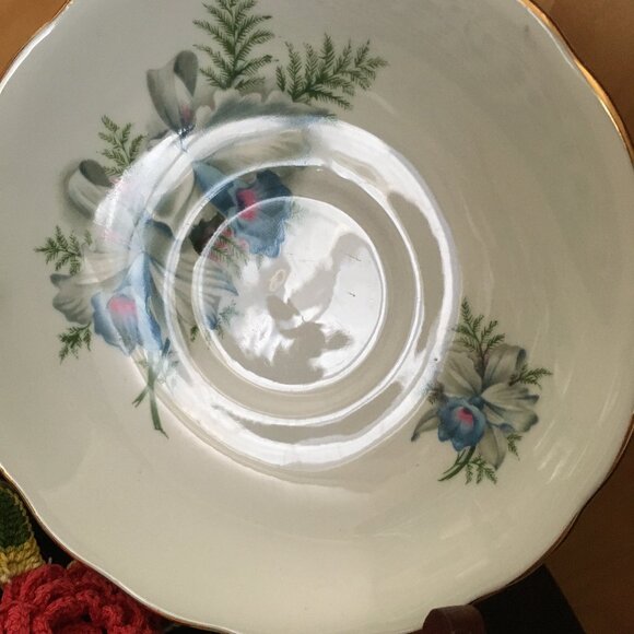 Colclough Blue and White Flowering Fern English Bone China Teacup & Sauc… - Picture 6 of 13